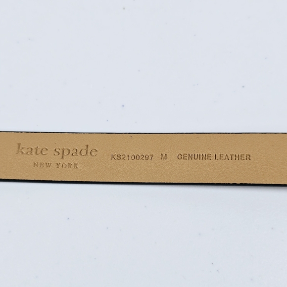 NWT Kate Spade Leather Belt Size M Black Enamel Plaque Buckle main image 4